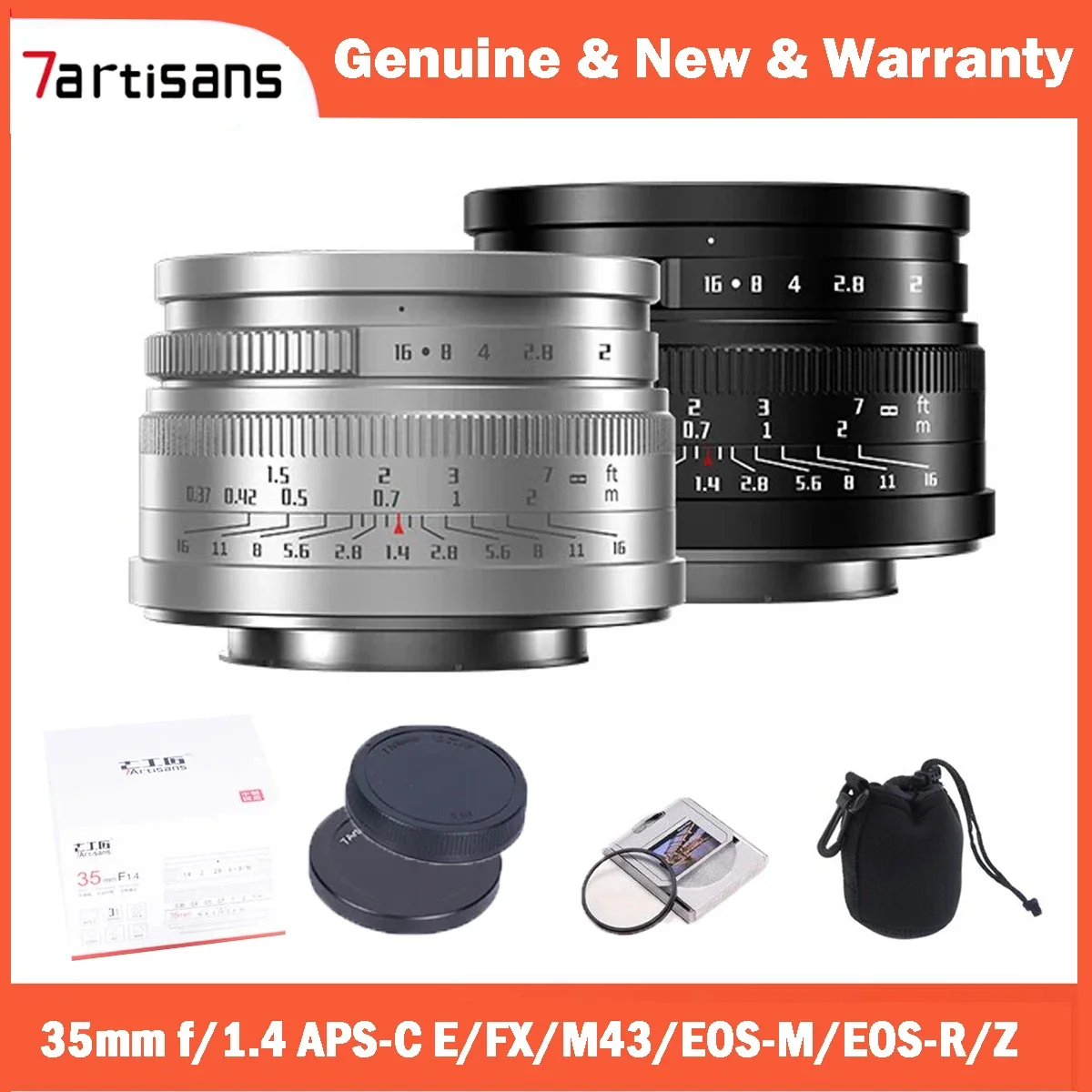 7artisans 35mm F1.4 Mark II APS-C Prime Lens For ZVE10 Sony NEX-6 Fujifilm FX Canon EOS-M Olympus M43 Nikon Z5 Canon RF lens