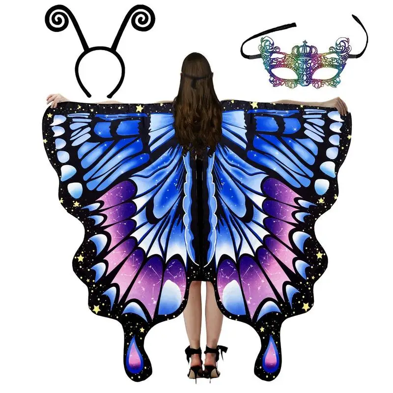 Butterfly Wings For Women Halloween Party Costume Adult Costume Cosplay Woman Butterfly Costume Cape Cloak Shawl Colorful