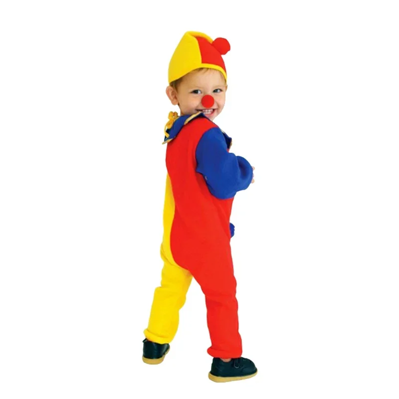 Baby Kids Carnival Clown Circus Cosplay Costumes with Shoes Boys Girls Baby Birthday Party Jumpsuit Hat