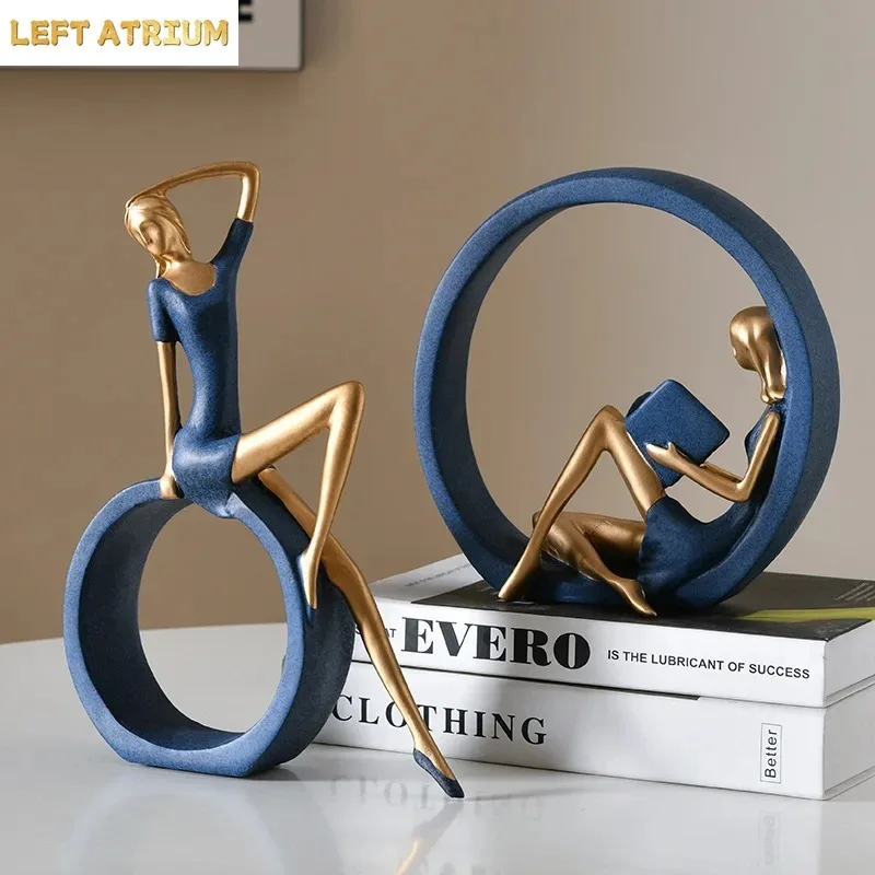 Desktop Ornaments for Girls Reading Books Simple Decorations for Living Rooms and Study Rooms Light Luxury Home Resin Ornaments