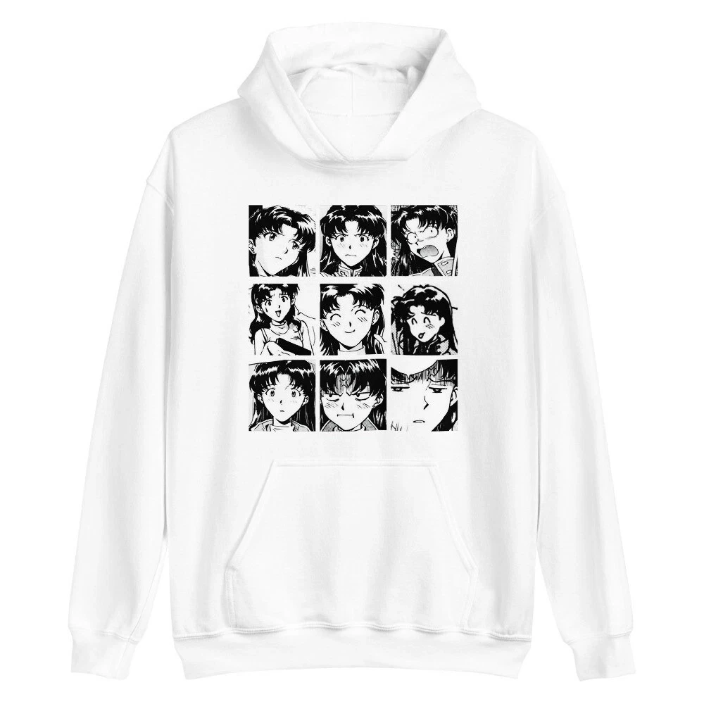 Evangelion Misato Katsuragi Neon Genesis Evangelion VaporwaveRei للجنسين هوديي للرجال والنساء نفس ملابس الشارع أنيمي