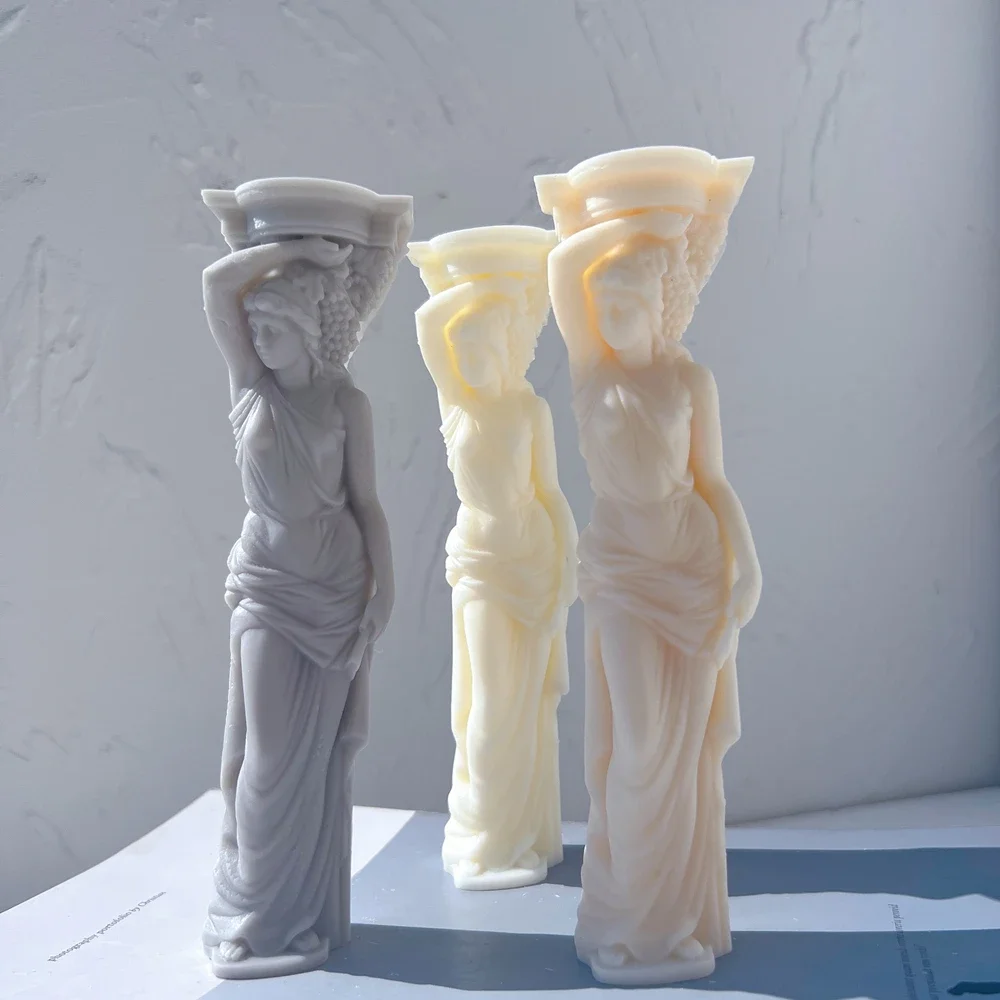 Greek Roman Goddess Bust Silicone Molds Caryatid Statue Candle Mold Greek Art Woman Sculpture Wax Tool