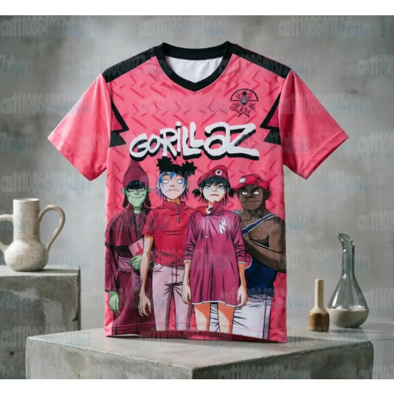 Gorillaz The Mountain Tour 2026 Football Jersey Family 3D Printed T-shirt Comfortable Quick Drying Party Outdoor T-shirt Fan Top