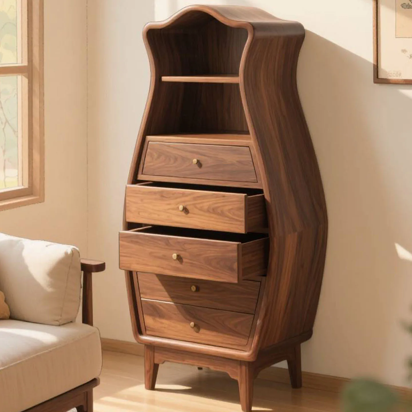 خزانة صدر جديدة من خشب الجوز الأسود في أمريكا الشمالية على الطراز الصيني، خزانة جانبية لتناول الطعام بتصميم بسيط، غرفة معيشة، غرفة نوم، صلبة #4