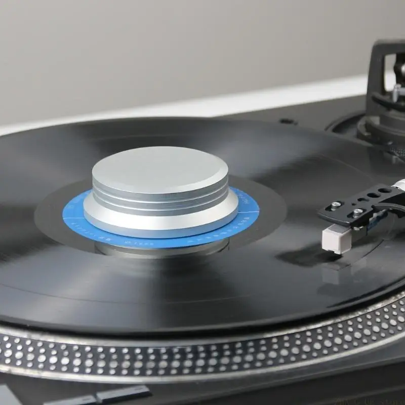 M5TD Phonograph Record Weight, Short Aluminum Metal Body with Cushioned Base for Disc Motion and Daily Record Collection Use
