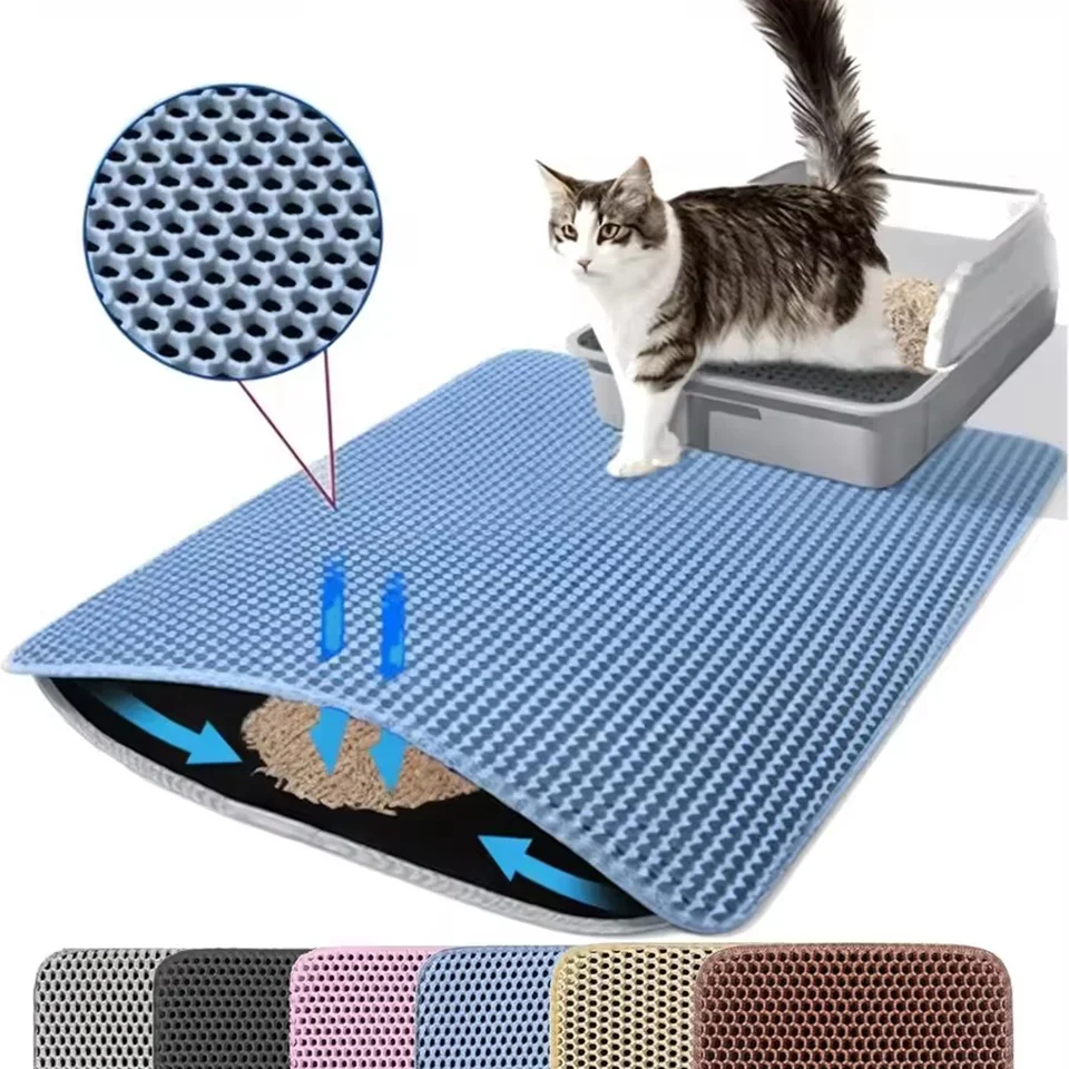 Katzenstreu-Matte Wasserdicht Doppelschichtig Haustier-Toilettenmatte Rutschfeste Waschbare Reinigungsmatte für Katzen
