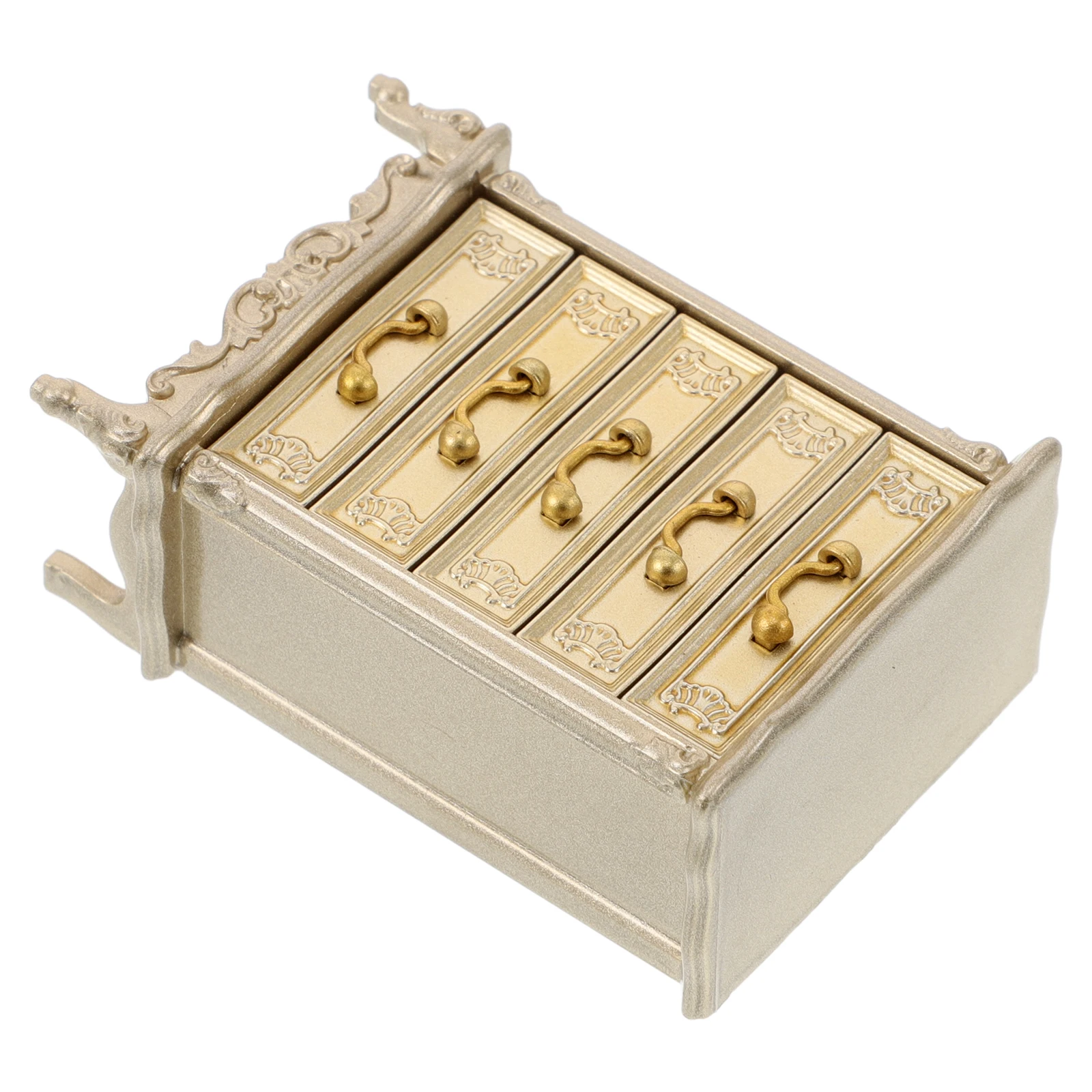 

1:12 Scale Miniature Dollhouse Dresser Vintage Plastic Furniture Storage Cabinet Decorative Display For Bedroom Play Scenes