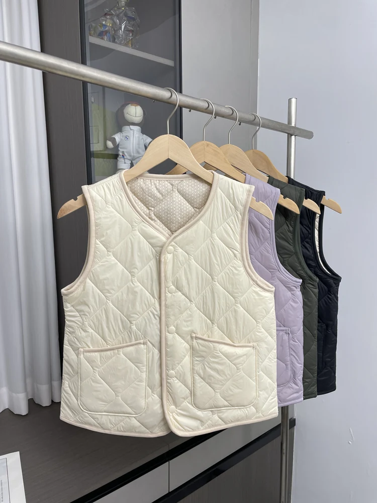 Self-Heating Wool Air Fleece Vest! Patchwork Diamond Pattern Embossed! Autumn Winter Men's Simple Warm Versatile Vest