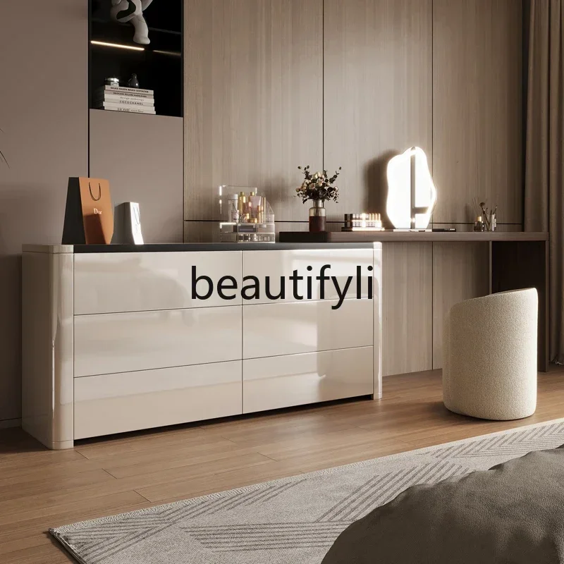 D178  Modern simple dresser chest makeup table master bedroom corner telescopic cream wind lacquered solid wood