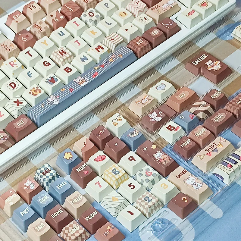 Original factory height cat concert five-sided sublimation process mechanical keyboard keycap 140 keys