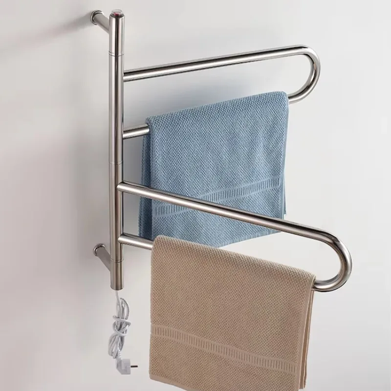

Bathroom Stainless Steel Rotating Towel Rails Electric Heated Towel Drying Rack
