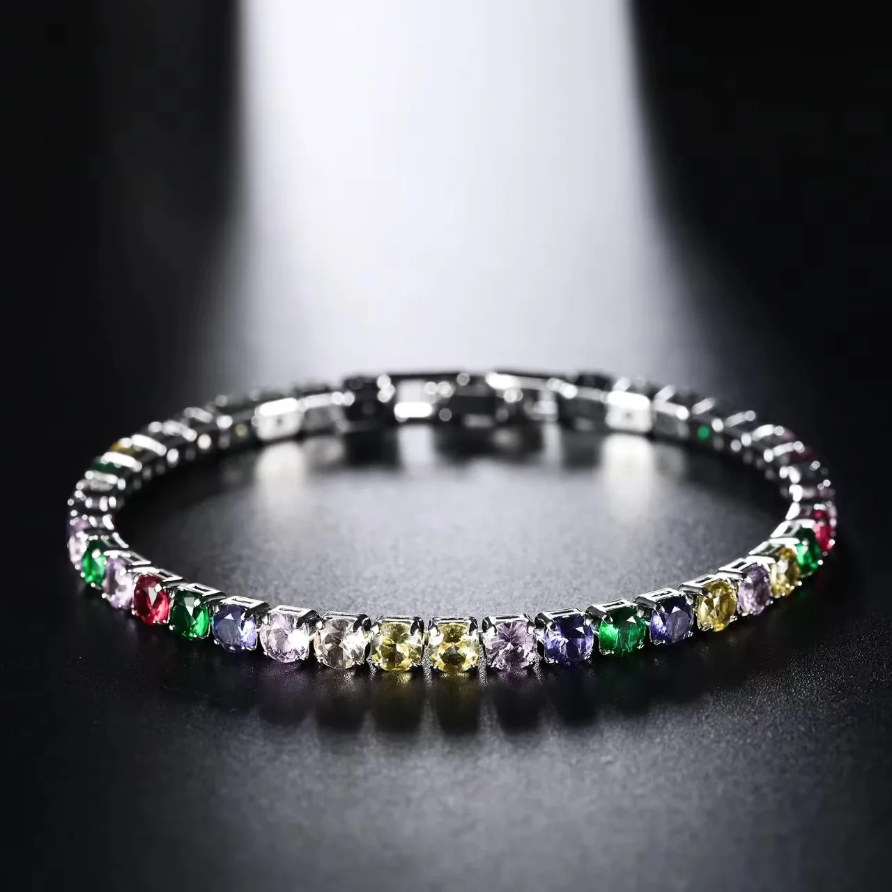 Hot Sales Colors S925 Sterling Silver Bracelets Zirconia Women Fashion Simple Engagement Wedding Jewelry 4mm Width Couple Gifts