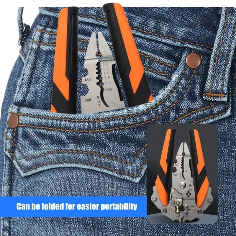 L43A Electrical Pliers for Common Wire Handling, Manual Stripper Tool with Fold Lock Design, Metal Build and Practical Repair