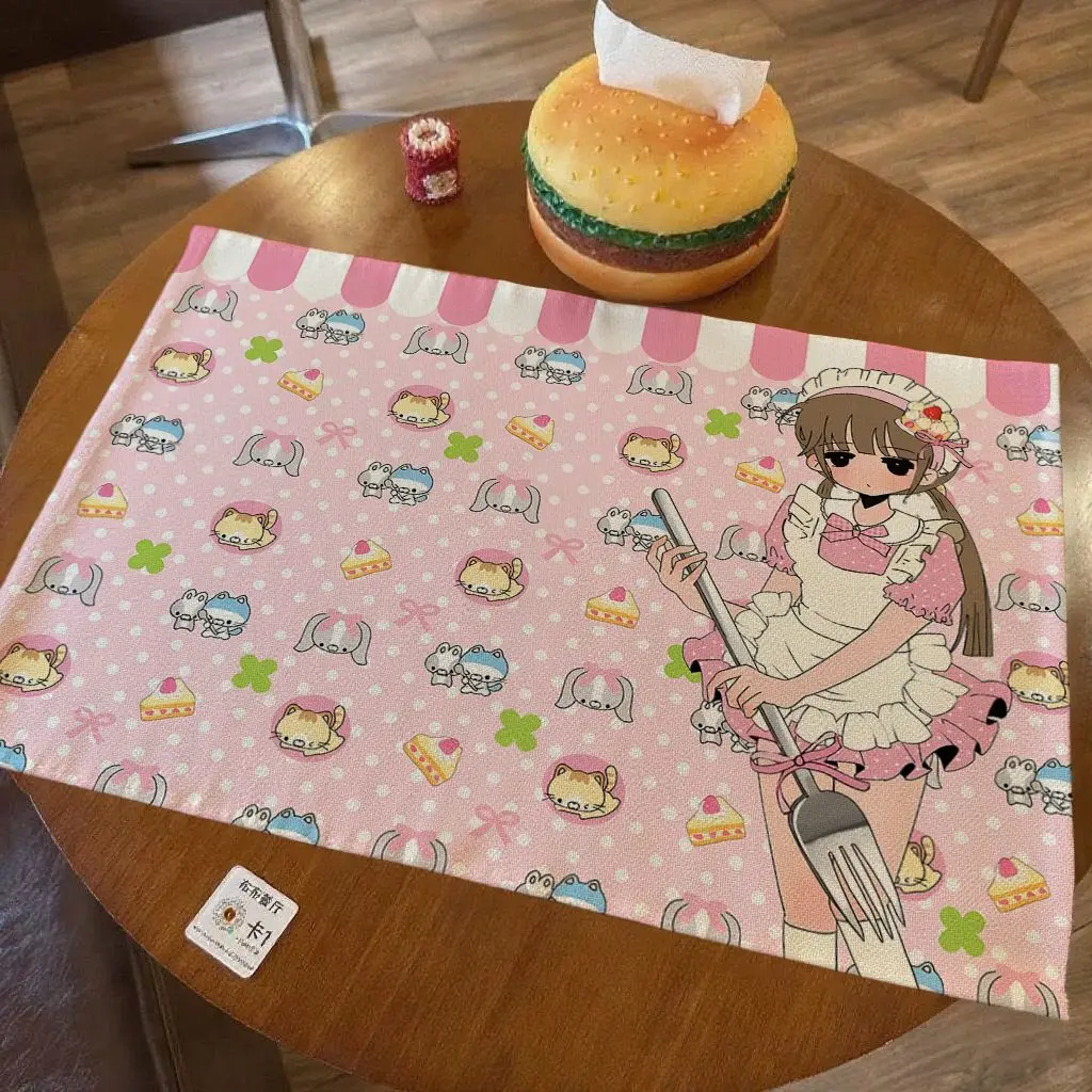 New model Japanese-style little chef polyester fiber table flag, nostalgic girl heart journal decoration, photo background cloth