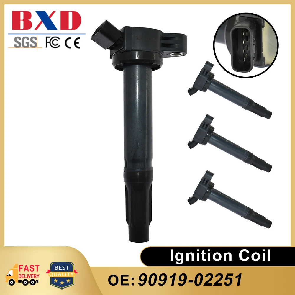 1/4PCS Ignition Coil 90919-02251 9091902251 For Lexus ES350 RX350 RX450h Toyota Camry Avalon Rav4 Sienna Venza Highlander V6