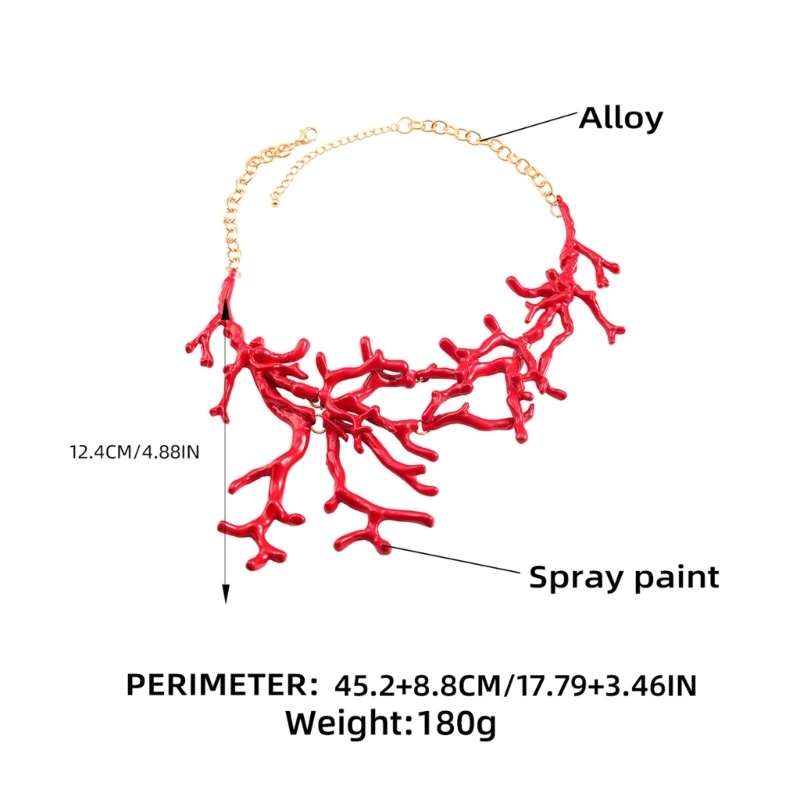 Przesadna biżuteria wisiorkowa Nowość Wisiorek czerwonego koralu Dopasowany łańcuszek do obojczyka