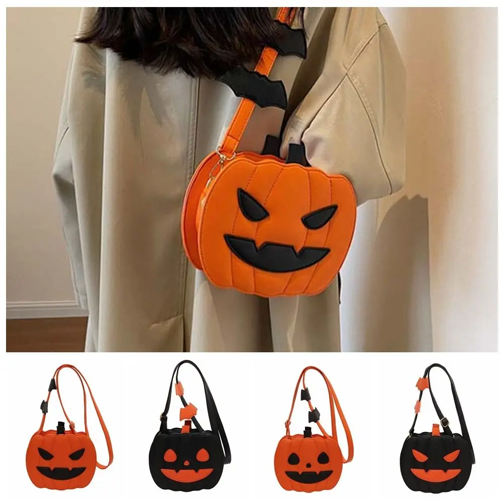 Bolso de hombro de calabaza de dibujos animados 3D Harajuku para mujer, bolso de hombro de cuero PU, bolso cruzado de calabaza para mujer