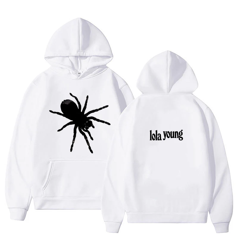 جديد Lola Young Spiders هوديس للجنسين أزياء غير رسمية Harajuku جرافيك بلوزات طويلة الأكمام البلوفرات الجمالية جرافيك الشارع