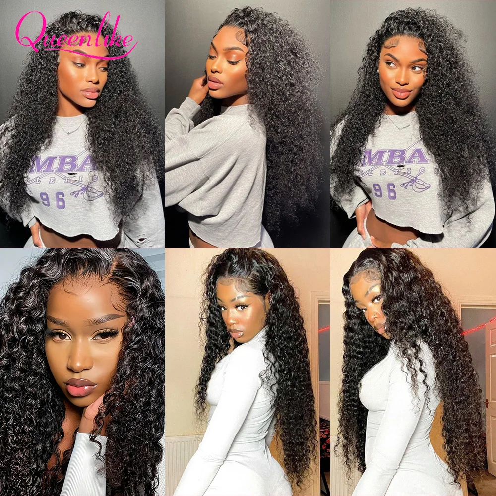 Queenlike-Pacotes de cabelo encaracolado com fechamento, Weave Remy brasileiro, Kinky Curly Bundles, 100% cabelo humano, 24 ", 26"