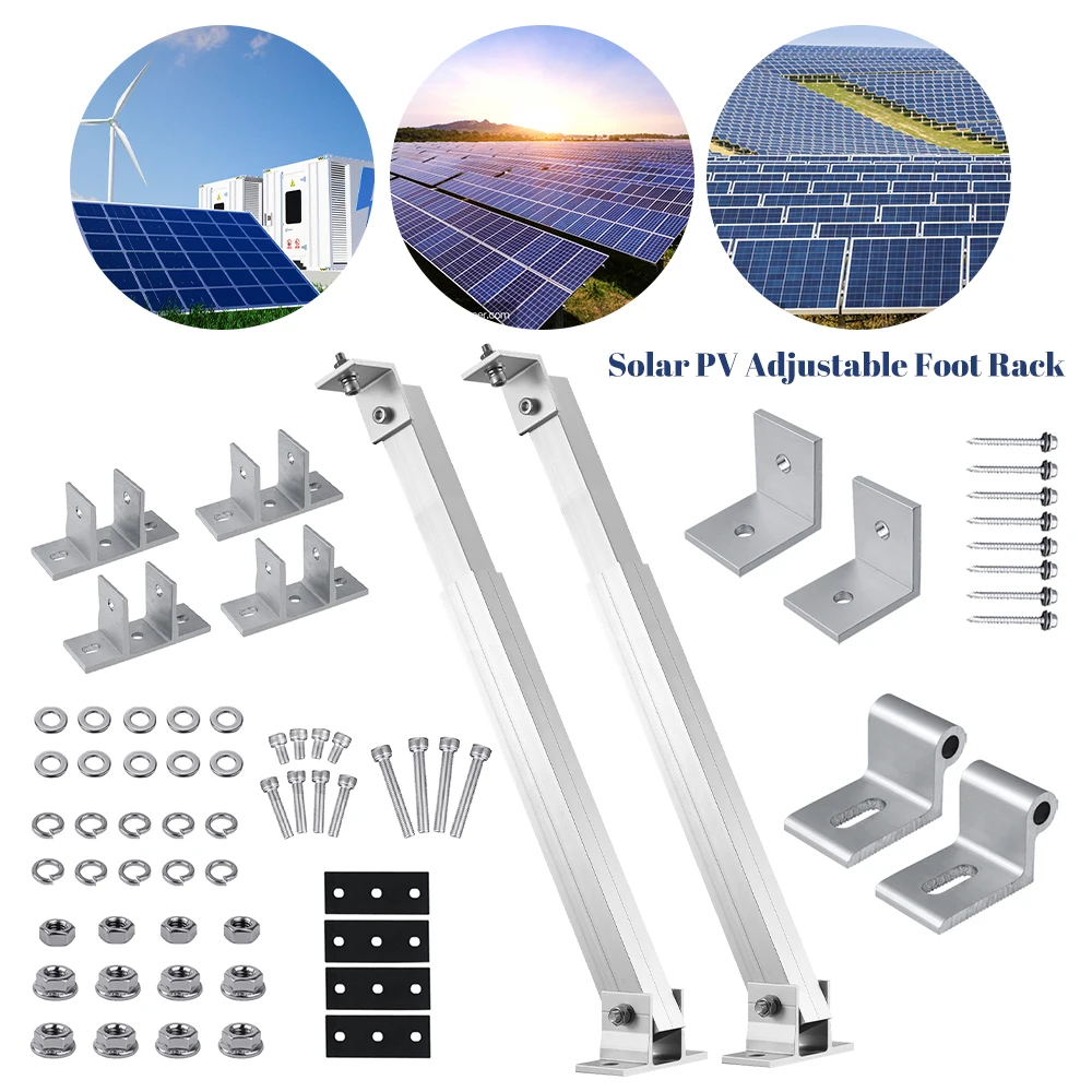 Solar Panel Racking RV Tilt 15-30 Degrees Solar Mount Brackets Roof Flat Surface Adjustable Thicken alloy material Foot Frame