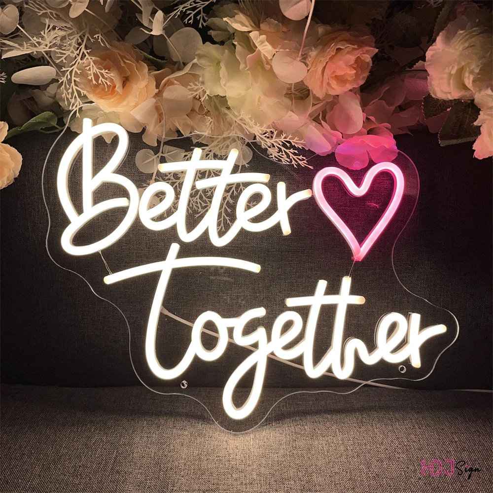 

Неоновые светильники Better together, Декор для дома, свадьбы, бара, настенное украшение, кухня, 3D знак, светодиодные светящиеся знаки, рождественский подарок, искусство