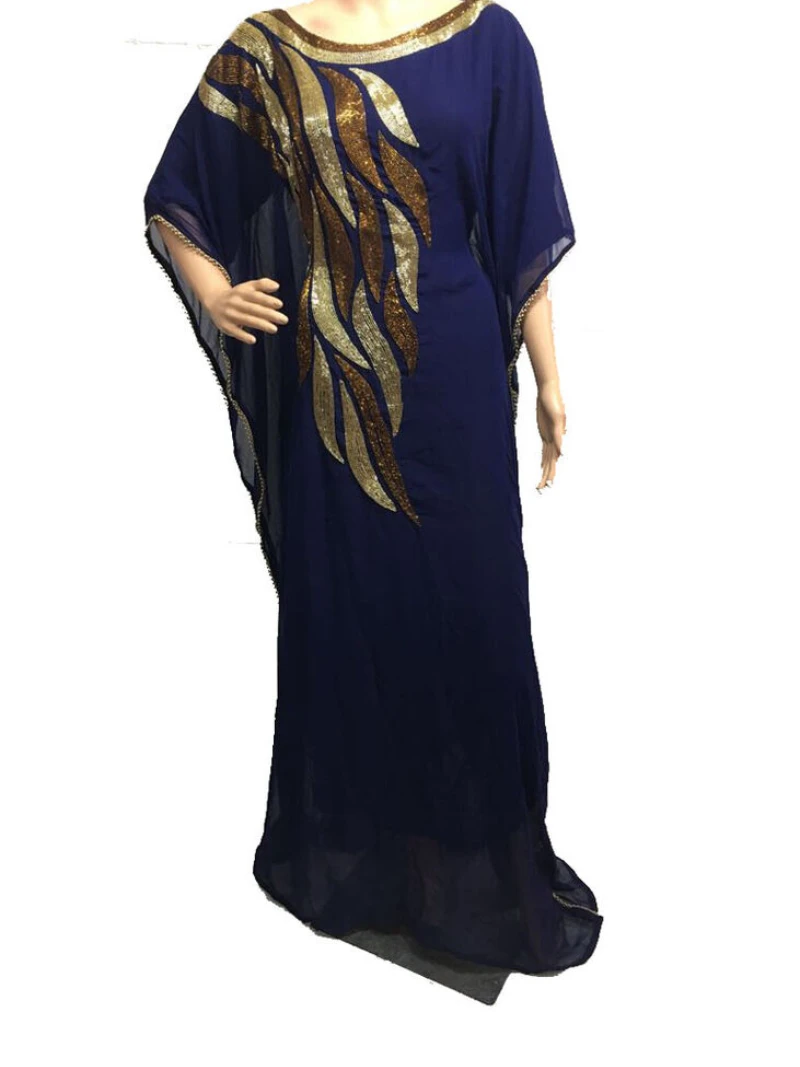 

Women Long Sleeved Dress Moroccon Nave Blue Dubai Gown Farasha Indian Clothing