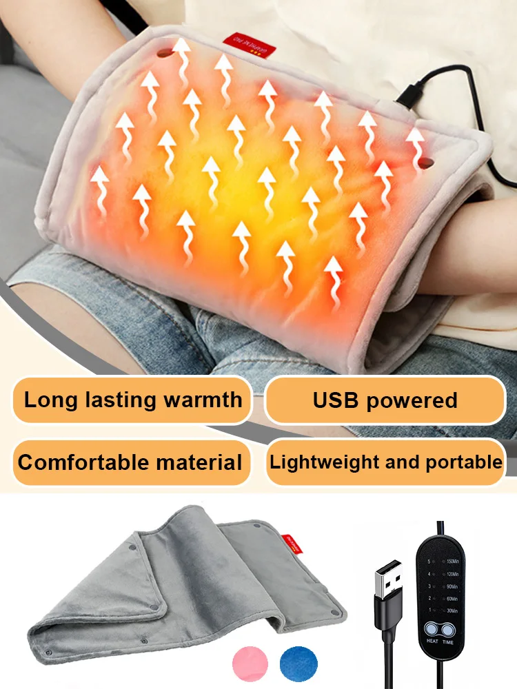 

USB Electric Heated Blanket 3 Heating Levels Fleece Heated Blanket Wearable Heating Lap Blanket Quickly Heated Cape Pad