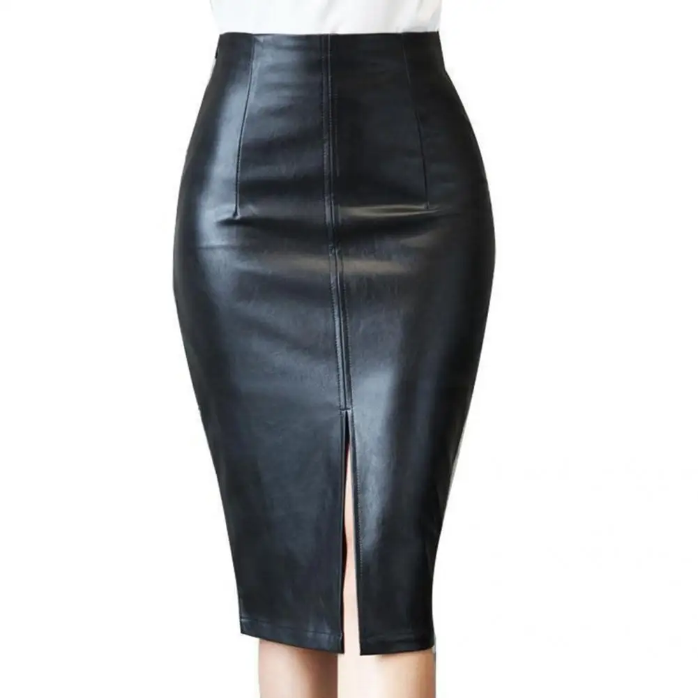 Pencil Skirt Comfy Wearing Office Skirt Slit Hem Design Slim Fitting  Useful Solid Color Office Pencil Skirt