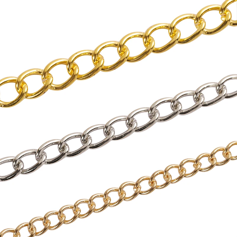 2Meters 2.5/3.5/4.5mm Metal Chains Flat Extension Chains Gold Silver Color For DIY Jewelry Making Bracelet Necklace Accessories