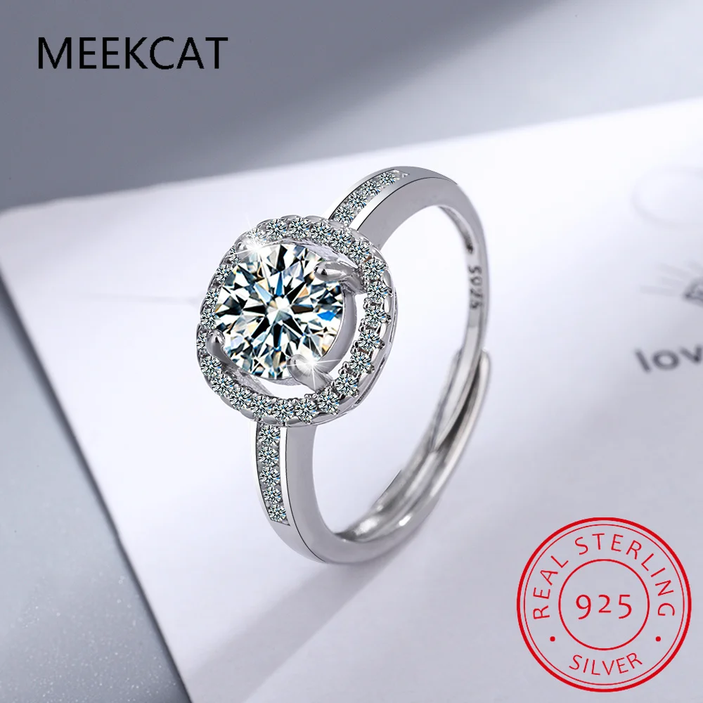 100% Moissanite Rings 0.5-2CT Brilliant Diamond Halo Engagement Rings Women Girls Promise Gift Sterling Silver Jewelry