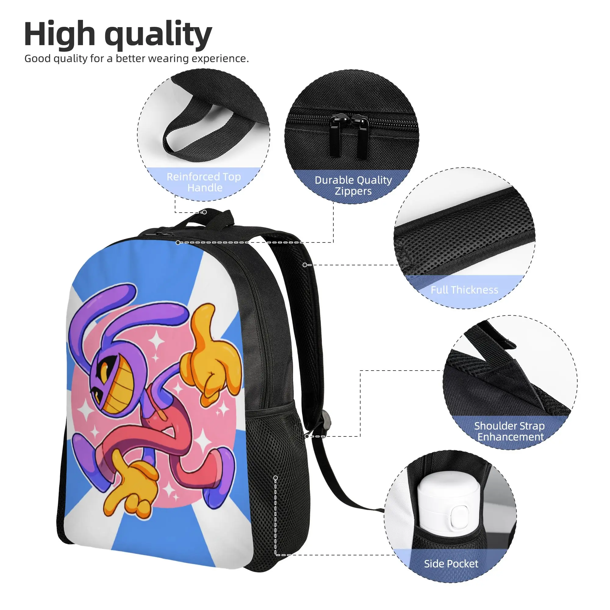 Jax Cartoon Digitals Circus Classical Backpack Gift Student  Daypack for Men Women Laptop Computer Shoulder Bag