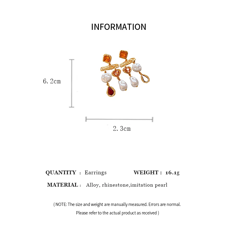 Inlaid Rhinestone Asymmetrical Pearl Earrings for Women Palace Style Retro Fringe Drop Earring Exaggerated Jewelry Wholesale K0