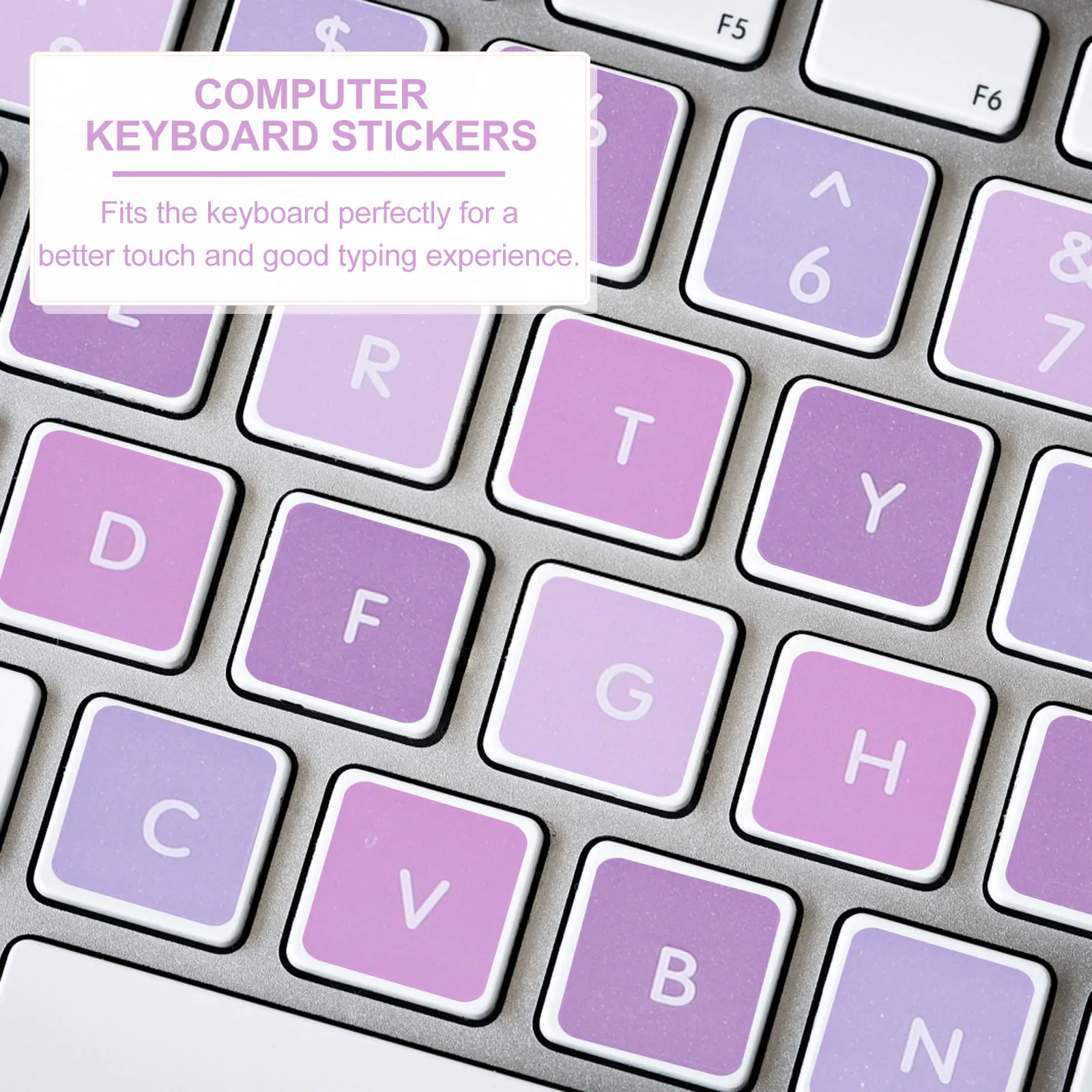 

6pcs Universal English Keyboard Stickers Replacement For Laptop Computer Desktop Durable Pvc Easy Install Remove Fits All Types