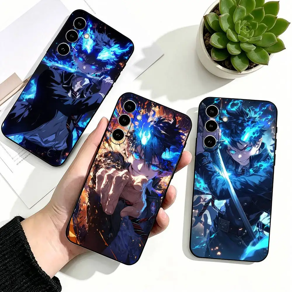 Popular Anime Blue Exorcist Fashion Phone Case For Samsung Galaxy A73,A72,A71,A70,A53,A52,A51,Soft Silicone Black Cover