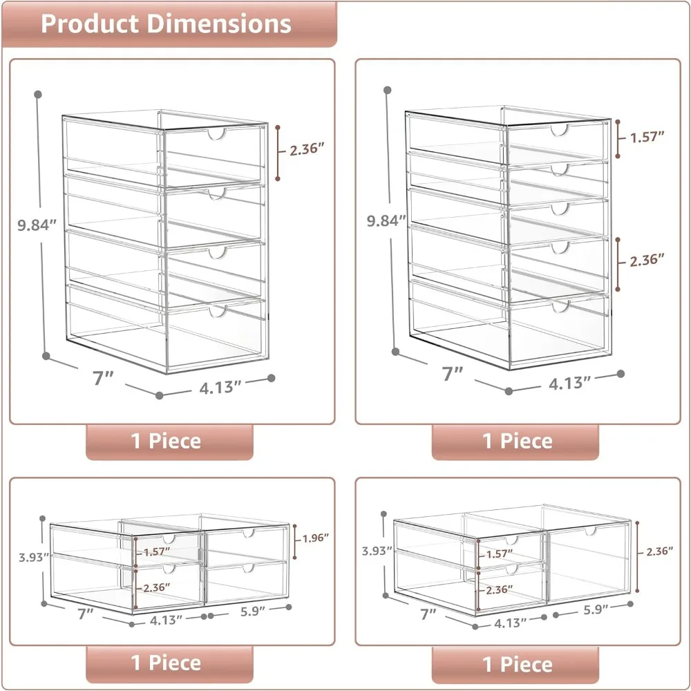 Makeup Organizer Has 14 Drawers, Acrylic Drawers Organizer Makeup, Office Organization and Storage, Art Supplies, Jewelry