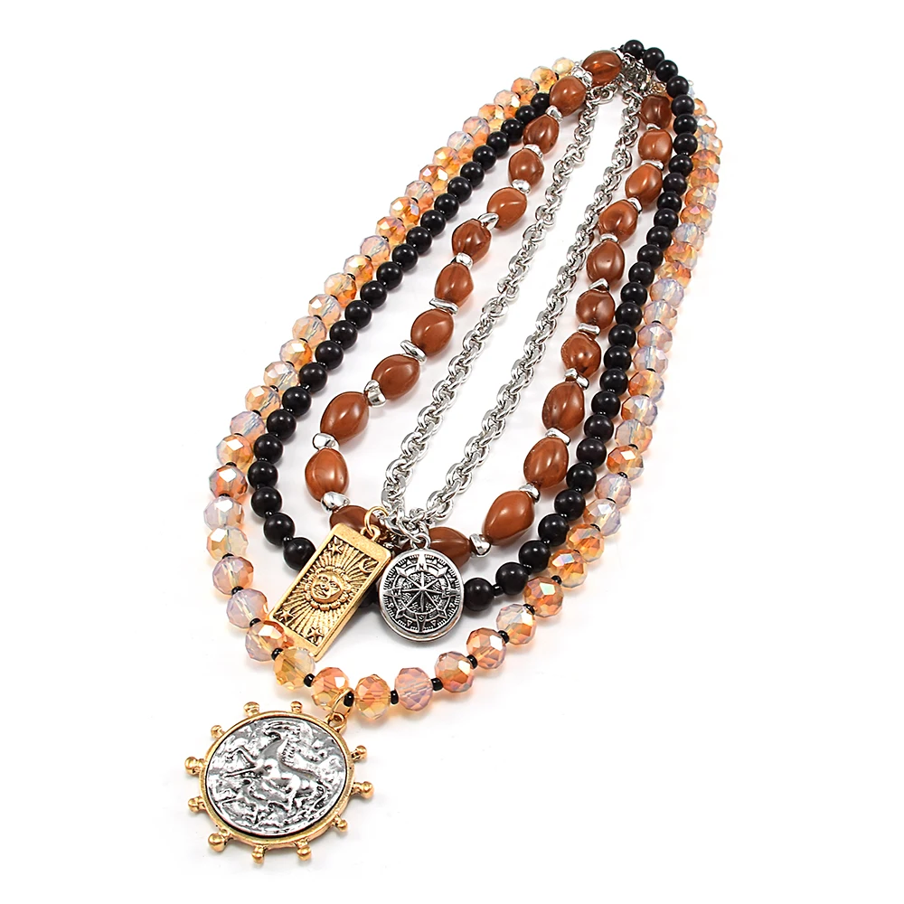 

Bohemian MultiLayer Pendants Beaded Necklace For Women Fashion Jewelry Colorful Trendy New Styles Holiday Accessories