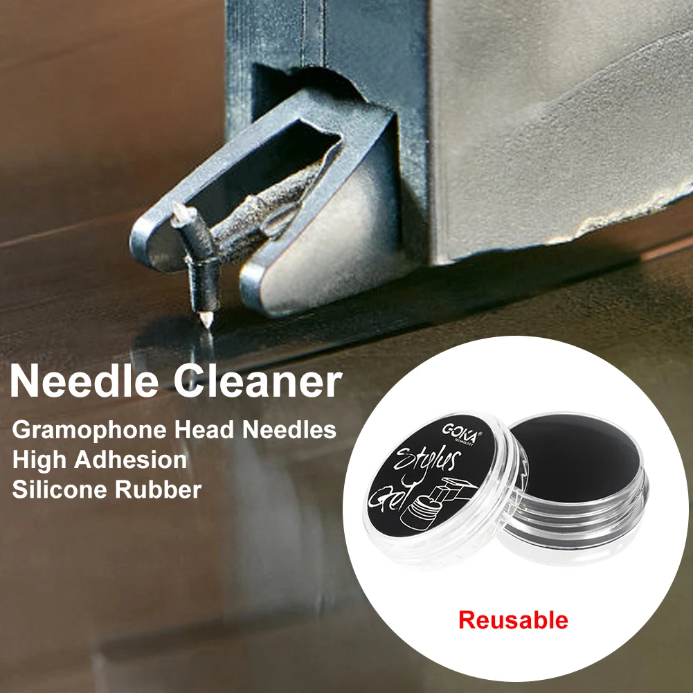 Phonograph Needle Cleaner Zero-Dust LP Cartridge Needle Cleaner Reusable Phonograph Cleaning Gel for Vinyl Record Player Needle