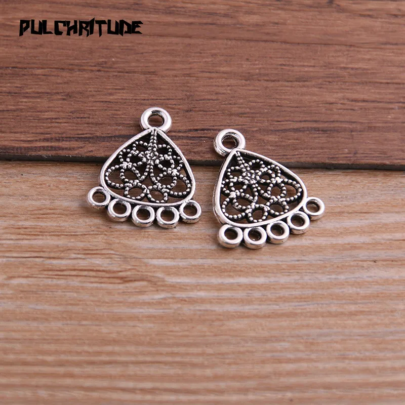 PULCHRITUDE 20pcs 18*22mm Two Color Zinc Alloy Vintage Pendant Charm Jewelry DIY Hollow Connector Pendant Necklace