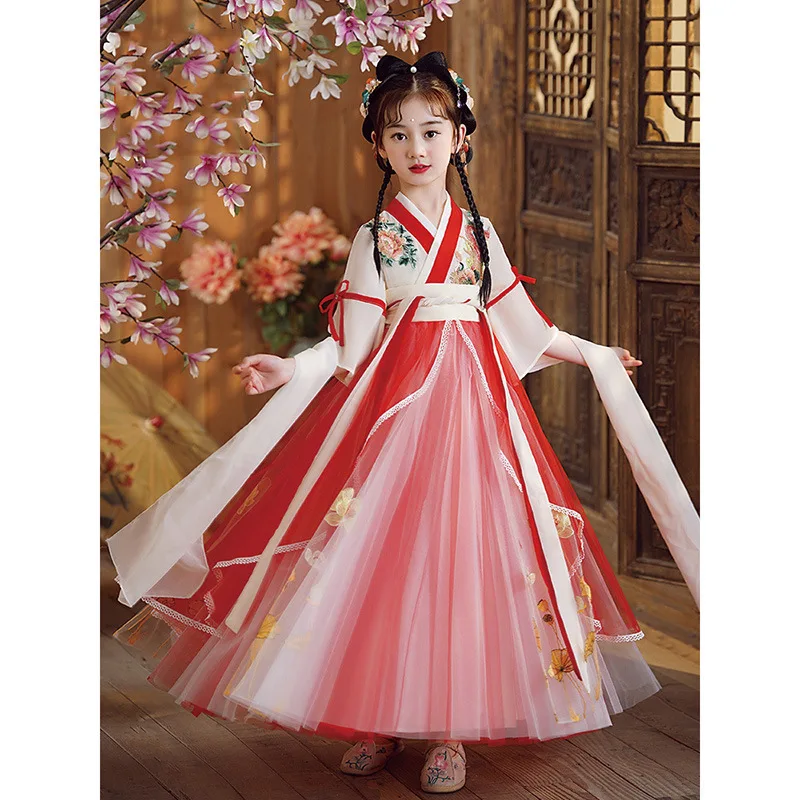 

Children Hanfu Costume Girl Hanfu Tang Dynasty Chinese Style Princess Fairy Dress Kids Clothing Show Elegant Costumes