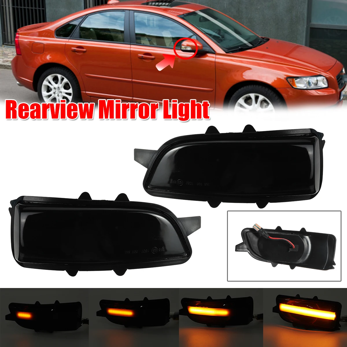 

2PCS Dynamic Turn Signal Light LED Rearview Side Mirror Sequential Blinker Indicator Light For Volvo S40 S60 S80 C30 V50 V70