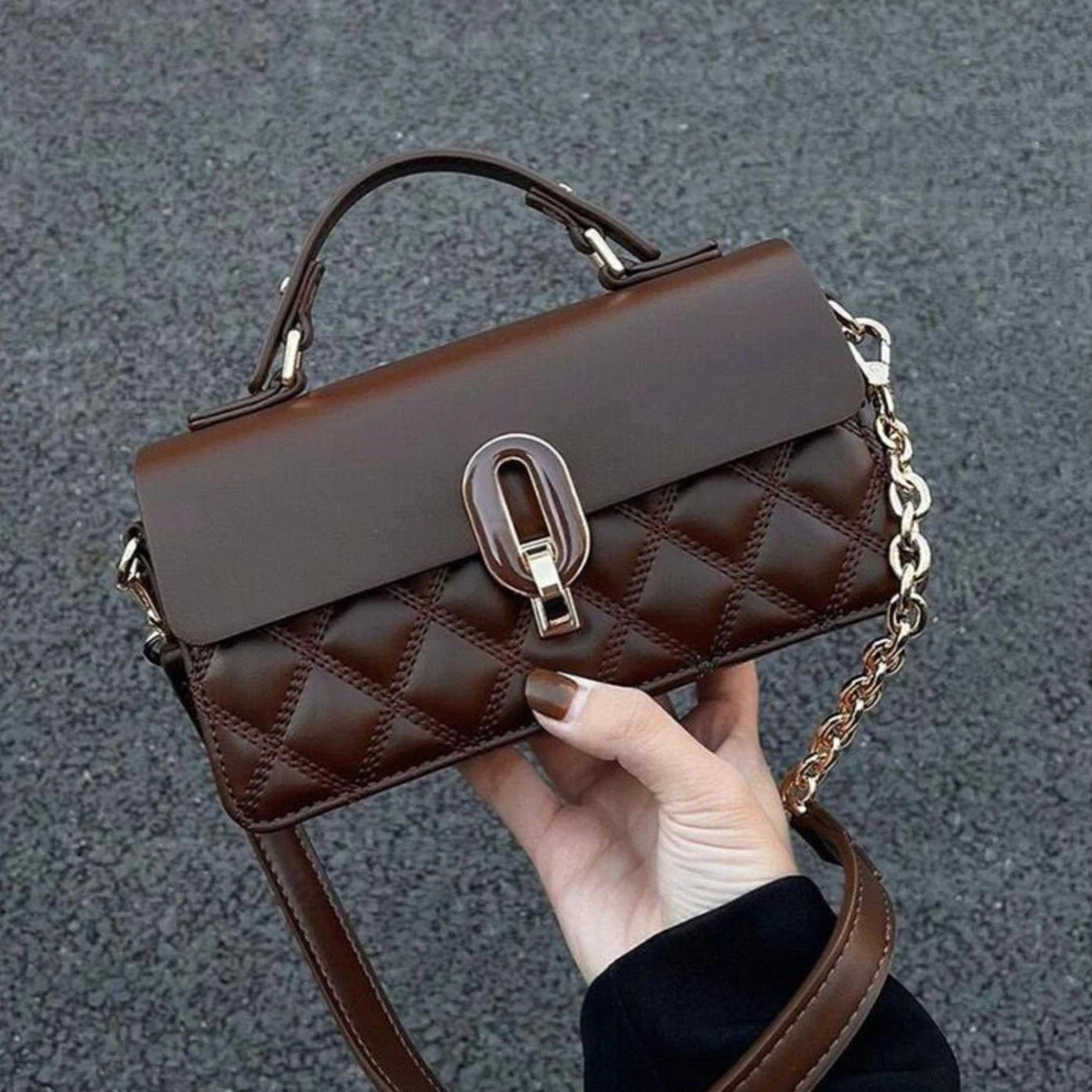

Vintage Coffee Handbag Women High Street Leather Handle Chic Messenger Bag Ladies Retro Casual Crossbody Bags Aesthetic