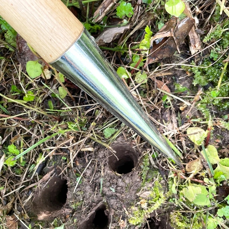 Efficient Soil Hole Digger With Natural Handle And Protective Layer For Flower Bed Corrosion Proof Coating C7AC