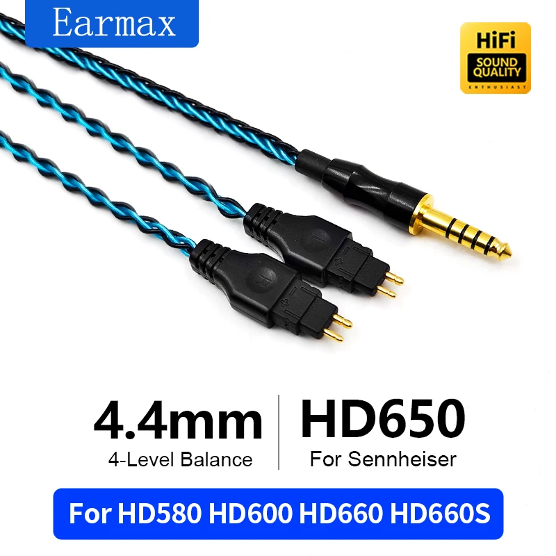 

8-жильный монокристаллический медный посеребренный кабель для Sennheiser HD600 HD650 HD660S2 4,4 мм сбалансированный кабель для обновления наушников