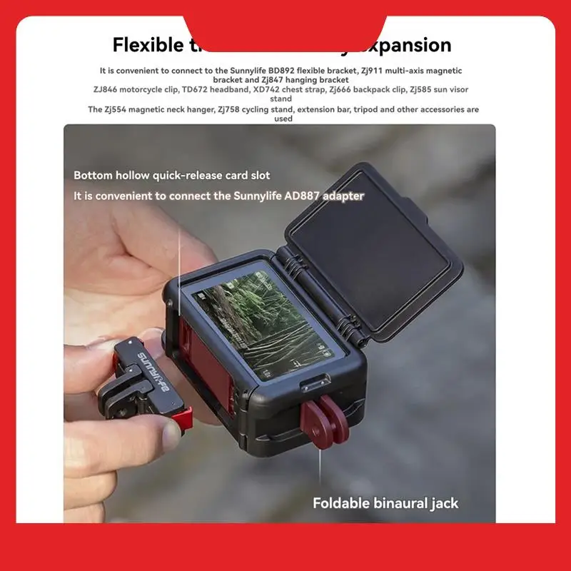 Sunnylife 2 In1 Camera Frame With Sunshade  Cage Anti Fall Protective Housing Case For DJI OSMO ACTION 5 Pro/4/3