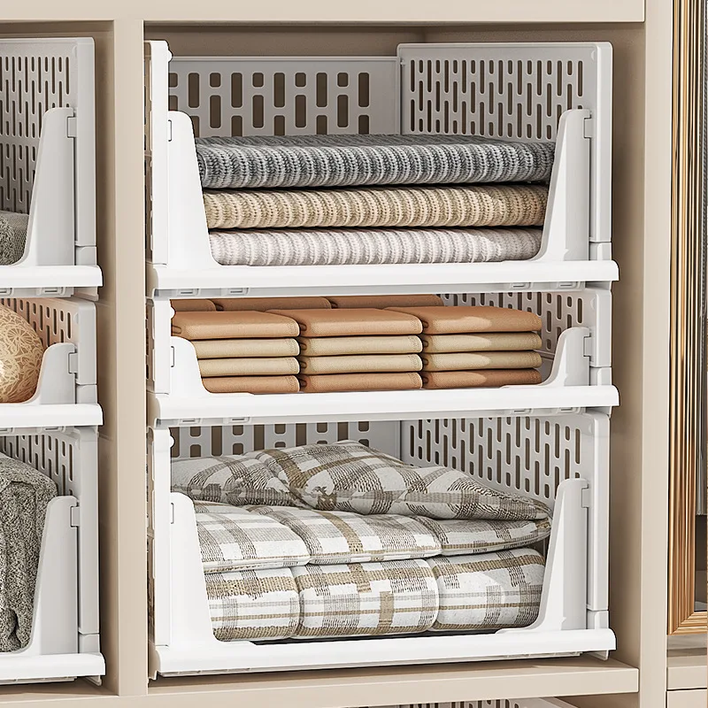 Pull Out Closet Storage Basket Plastic Wardrobe Organizer Folded Clothes Accessories Cabinet Drawer Style Shelf Bedroom