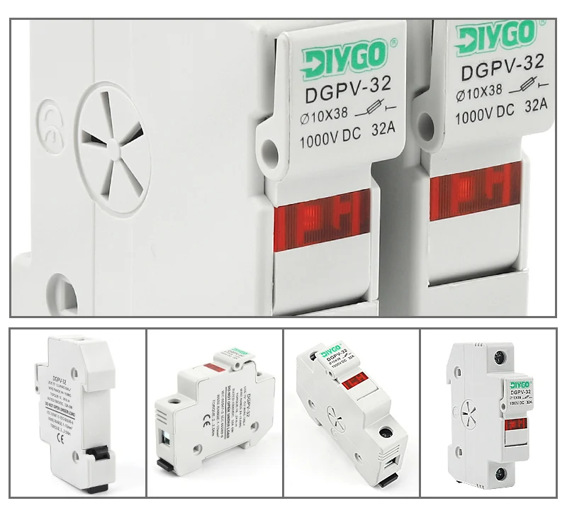 DIY GO 1P Solar-PV 1000V Sicherungshalter Geeignet für 10*38mm PV-Sicherungselemente Solarsystem-Schutzbasis Photovoltaik-Schutz DGPV – Detail 6