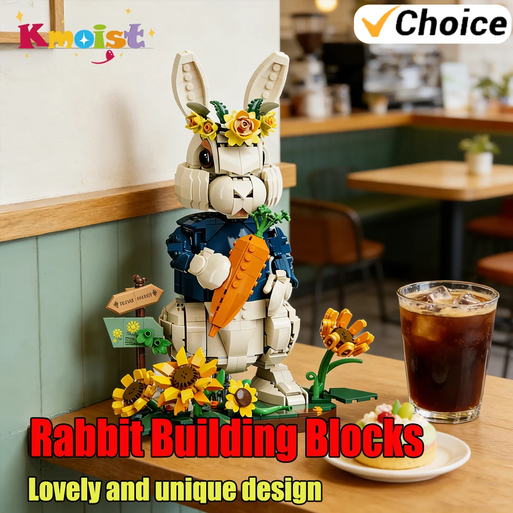 

MOC Bricks Animal Rural Bucktooth Rabbit Building Blocks Set Cute Easter Bunny Idea Toys For Children Birthday Gifts Home Decor