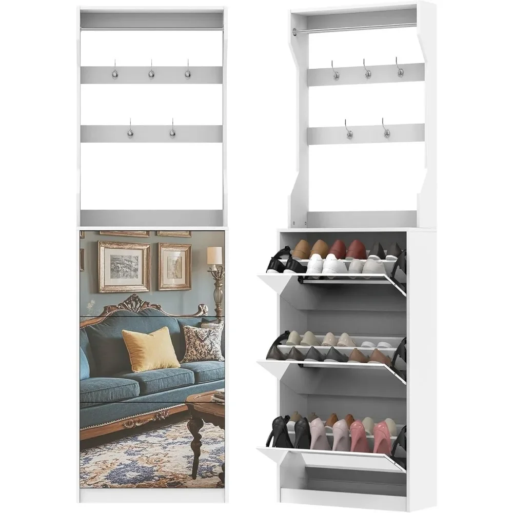 

BestsellerBestsellermirror shoe cabinet storage for entryway, mirror shoe rack organizer cabinet with 3 flip drawer, modern shoe