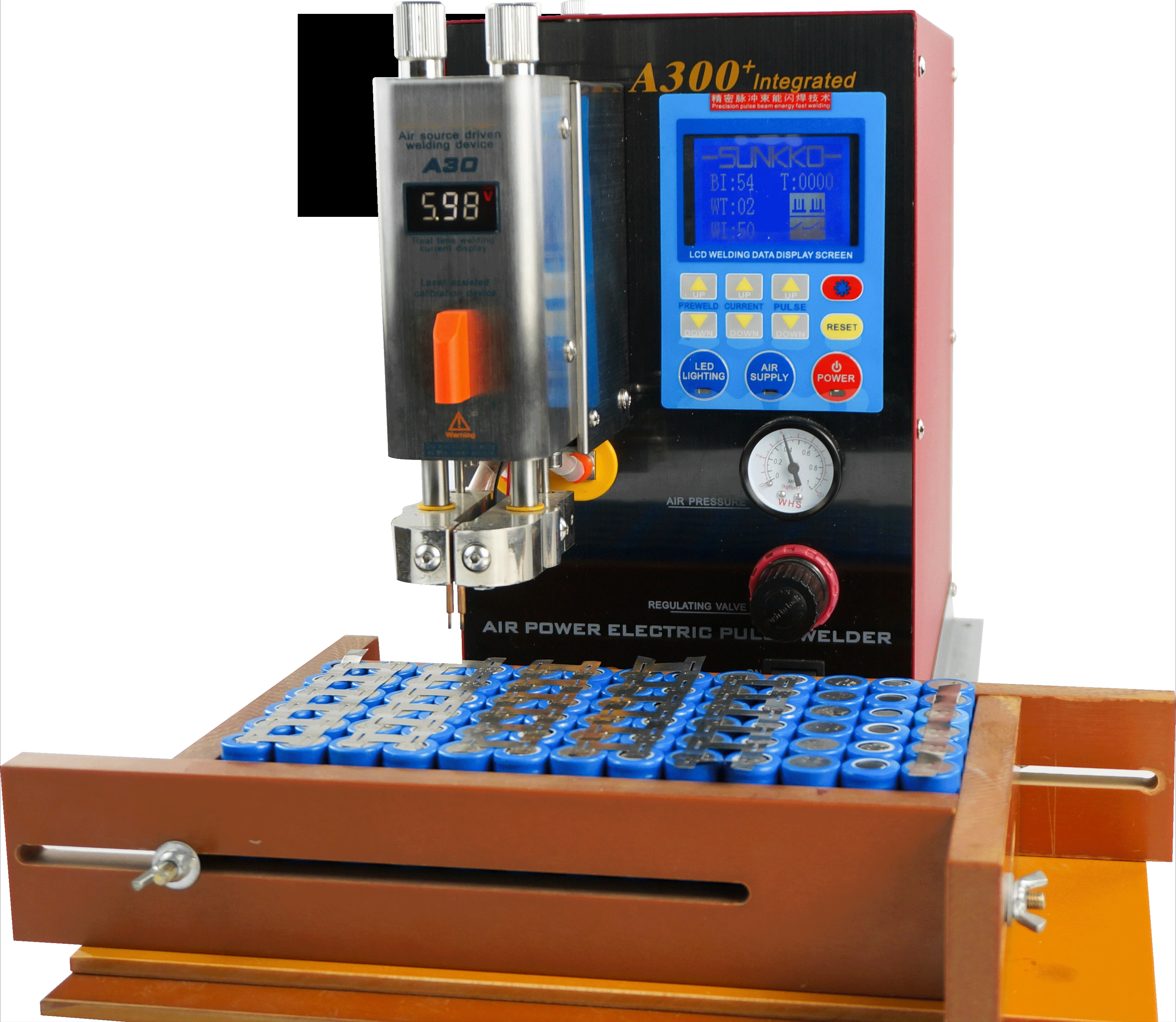SUNKKO A300+ Pneumatyczna Zgrzewarka Punktowa 220V Maszyna do Zgrzewania Akumulatorów Silnikowych Przemysłowa Nowa Używana Dostępna