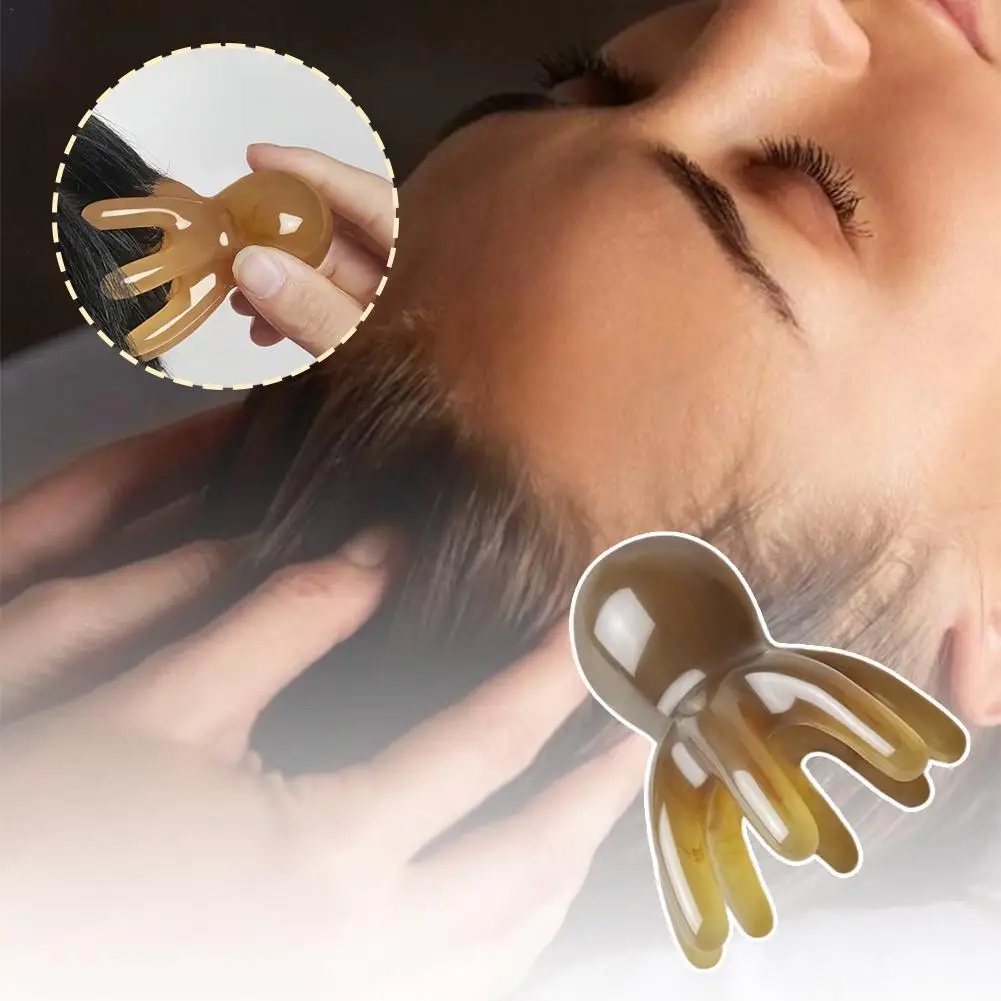 Neue Harz Octopus Kamm tragbare Kopf Meridian kratzen Kopfhaut Massage Pinsel Gua Sha Schaber Akupunktur Spa Müdigkeit Relief Tool